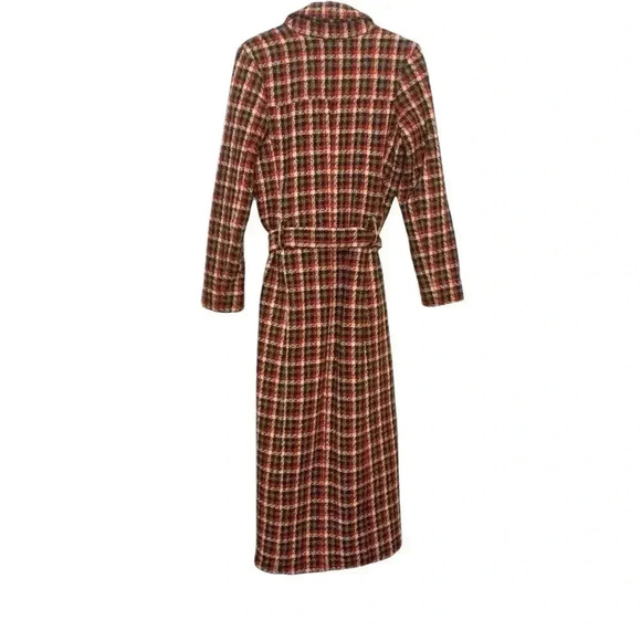 Vintage Old Navy Plaid Fall Long Coat with Belt, Fully Lined, 2 Deep Pockets - Picture 5 of 15